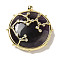 Constellation Natural Amethyst Pendants, Brass Flat Round Charms, Golden, Sagittarius, 32x30x9mm, Hole: 2mm