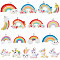 SUNNYCLUE 36Pcs 18 Styles Opaque Resin Pendants, Rainbow & Unicorn & Meteor Charm, with Platinum Tone Iron Loops, Mixed Color, 18~30.5x15.5~41x4~6.5mm, Hole: 2mm, 2pcs/style