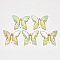 Transparent Acrylic Pendants, with Plated Bottom, Butterfly, Lime, 34x39x5.5mm, Hole: 1.2mm