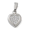 Ion Plating(IP) 304 Stainless Steel Micro Pave Cubic Zirconia Pendants, Heart, 10.5x8x2.5mm, Hole: 4.5x2.5mm