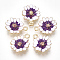 Alloy Pendants, with Enamel, Flower, Light Gold, Purple, 15x12x3mm, Hole: 1.4mm