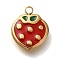 PVD Vacuum Plating 304 Stainless Steel Enamel Charms, Strawberry Charm, Real 18K Gold Plated, Red, 10x8.5x2mm, Hole: 1.2mm