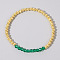 Colorful Birthstone Faceted Bicone & Brass Beaded Stretch Bracelets for Women, Sea Green, 6-7/8 inch(17.5cm)