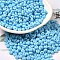 Baking Paint Glass Seed Beads, Donut, Deep Sky Blue, 4x2.5mm, Hole: 1mm, about 6205pcs/pound