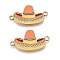 Rack Plating Alloy Enamel Colorful Sombrero Connector Charms, Cinco de Mayo Hat Links, Golden, 14.5x26x1.5mm, Hole: 1.6mm