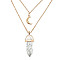 Natural Howlite Cone Pendant Double Layer Necklace, with Moon Charms, 19.69 inch(50cm)