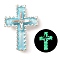 Luminous Alloy Resin Pendants, Glow in the Dark, Glass Cross Charms, Blue, 29x21x5.5mm, Hole: 1.5mm