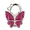 Glitter Butterfly Zinc Alloy Crystal Rhinestone Bag Hanger, Foldable Purse Hooks with Leather, Medium Violet Red, 70x49x10mm