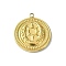 Ion Plating(IP) 304 Stainless Steel Pendants, Real 18K Gold Plated, Flat Round Charm, Sun, 20x17x2.5mm, Hole: 1.6mm