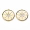 Brass Micro Pave Clear Cubic Zirconia Pendants, Nickel Free, Flat Round with Compass, Real 18K Gold Plated, 32x30x2mm, Hole: 1.2mm