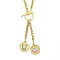 Ion Plating(IP) 304 Stainless Steel Sky Blue Enamel Letter & Eye Pendant Wheat Chain Necklaces, with Toggle Clasps, Golden, Letter U, 20.47~20.87 inch(52~53cm)