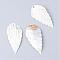 Freshwater Shell Big Pendants, Leaf, Floral White, 69.5~73x34~35x3~4mm, Hole: 3mm