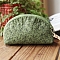 DIY Flower Pattern Moon-shaped Cosmetic Bag Embroidery Kit, including Embroidery Needles & Thread, Cotton Linen Fabric, Olive Drab, 17x12x8cm