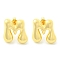 Rack Plating Brass Earrings, Cadmium Free & Lead Free, Long-Lasting Plated, Stud Earrings, Alphabet, Real 18K Gold Plated, Letter M, 14x14mm