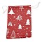 Silver Stamping Christmas Velvet Storage Bags, Drawstring Bags, Rectangle, Red, Christmas Tree, 18x13x0.01cm