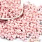 Opaque Acrylic Beads, cube, Pink, 4x4x4mm, Hole: 1.4mm