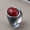 Men's Fashion Ring Zinc Alloy Hip-hop Ring, Red, Antique Silver, show in picture