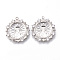 Brass Micro Pave Cubic Clear Zirconia Pendants, Nickel Free, Flower with Triangle, Platinum, 23x21.5x2mm, Hole: 1.2mm