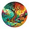 Wooden Puzzles, Children Intelligence Toys, Flat Round with Tree of Life, Colorful, 280mm