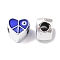 CCB Plastic Enamel European Beads, Large Hole Beads, Medium Blue, Heart, 12x12.5x9mm, Hole: 5mm