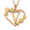 PVD Vacuum Plating 201 Stainless Steel Pendant Necklaces, Letter V, 12.28 inch(31.2cm)