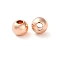 Rack Plating Brass Spacer Beads, Long-Lasting Plated, Lead Free & Cadmium Free, Round, Rose Gold, 4x3mm, Hole: 1.5mm