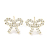 Brass Cubic Zirconia Stud Earrings for Women EJEW-S217-B01-1