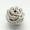 Brass Micro Pave Cubic Zirconia Hollow Round Beads ZIRC-M039-05-12mm-RS-3