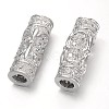 Column with Fleur De Lis Brass Micro Pave Cubic Zirconia Tube Beads ZIRC-D061-P-1