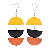 Semicircle Wood Dangle Earrings X-EJEW-JE03892-2