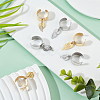 8Pcs 4 Style 304 Stainless Steel Open Cuff Finger Rings with Leaf Charms RJEW-AB00008-4