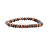 Non-magnetic Synthetic Hematite & Natural Tiger Eye Beaded Stretch Bracelets Set SJEW-H584-12-2