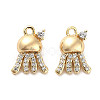 Brass Micro Pave Clear Cubic Zirconia Charms KK-C054-07G-1