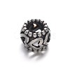 Filigree Barrel with Heart 304 Stainless Steel Large Hole European Beads STAS-N064-58-1