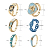 6Pcs 6 Style Golden Brass Cuff Rings RJEW-LS0001-03-3