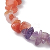 Natural South Red Agate & Amethyst & Obsidian Chips Beaded Stretch Bracelets BJEW-TA00493-4