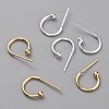 Brass C-shaped Hoop Circle Ball Stud Earrings KK-O131-07-1