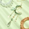 Natural Green Aventurine Chips & Brass Moon Pendant Decorations HJEW-TA00066-02-3