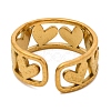 304 Stainless Steel Open Cuff Ring with Rhinestone for Women RJEW-Q822-37G-02-3