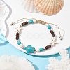 Starfish & Tortoise Synthetic Turquoise Braided Bead Bracelet BJEW-JB09967-02-2