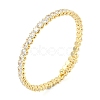 Rack Plating Brass Pave Clear Cubic Zirconia Open Cuff Bangles for Women BJEW-U004-02G-1