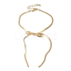 Bowknot Alloy Snake Chain Anklets AJEW-G059-04G-2