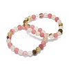 Frosted Tigerskin Glass Bead Stretch Bracelets X-BJEW-K212-B-016-1