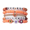 5Pcs 5 Styles Halloween Synthetic Non-magnetic Hematite & Polymer Clay Beaded Stretch Bracelet Sets BJEW-JB10733-1