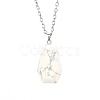 Natural Howlite Halloween Coffin Pendant Necklace with Platinum Alloy Chains PW-WG29489-03-1