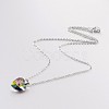 Heart Electroplated Glass Pendant Necklaces NJEW-JN01390-2