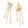 304 Stainless Steel Cable Chain Tassel Earrings EJEW-O098-07G-3