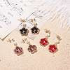 3Pairs 3 Colors Pentagon and Shell Pearl Dangle Stud Earrings EJEW-TA00056-2