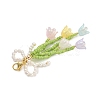 Bowknot & Flower Glass Seed Pendant Decoration HJEW-TA00311-02-4