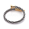 304 Stainless Steel Torque Bangles and Finger Ring Jewelry Sets SJEW-L137-02-3